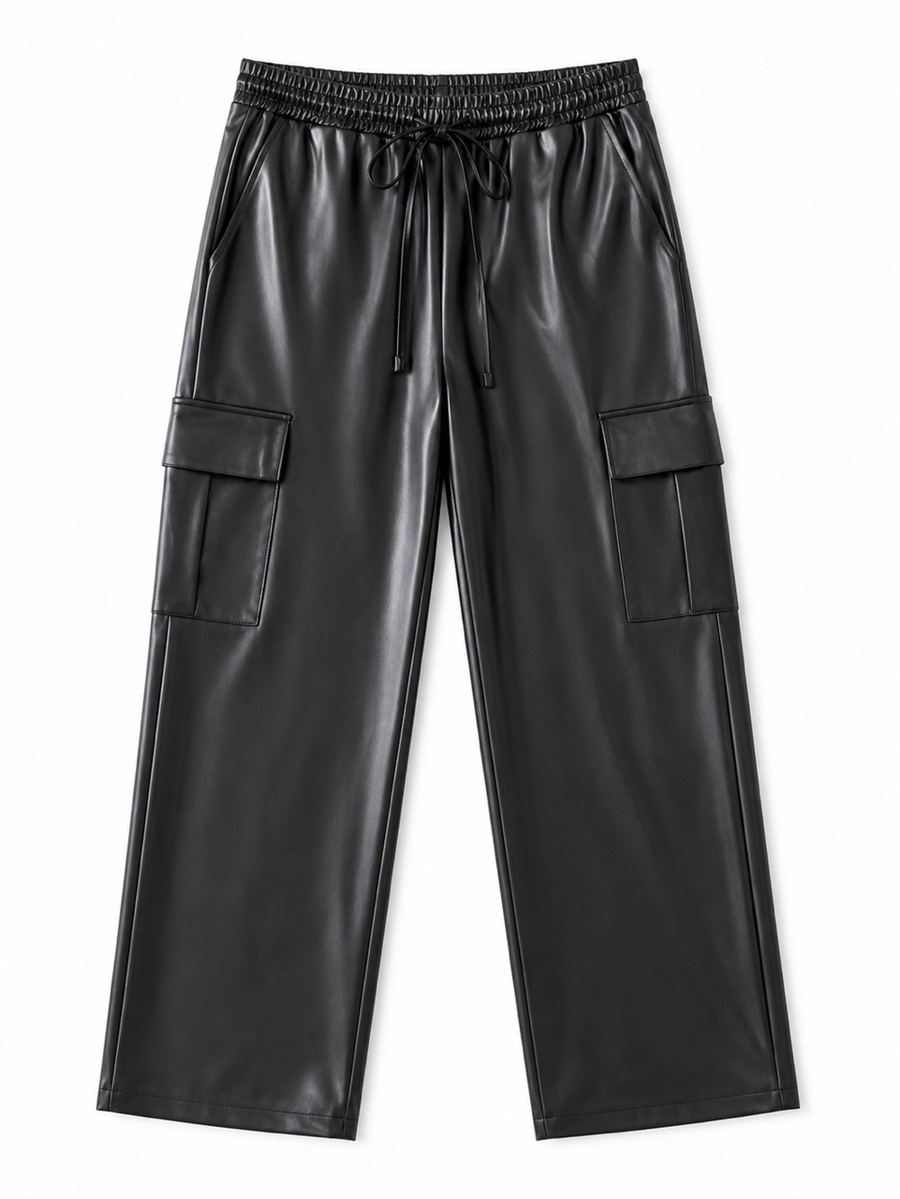 ✨3 for $15✨ Sweet Envy Faux Leather Cargo Pants - Black Wide Leg - Women’s